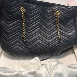 Gucci Black and Gold Quilted Tote Bag